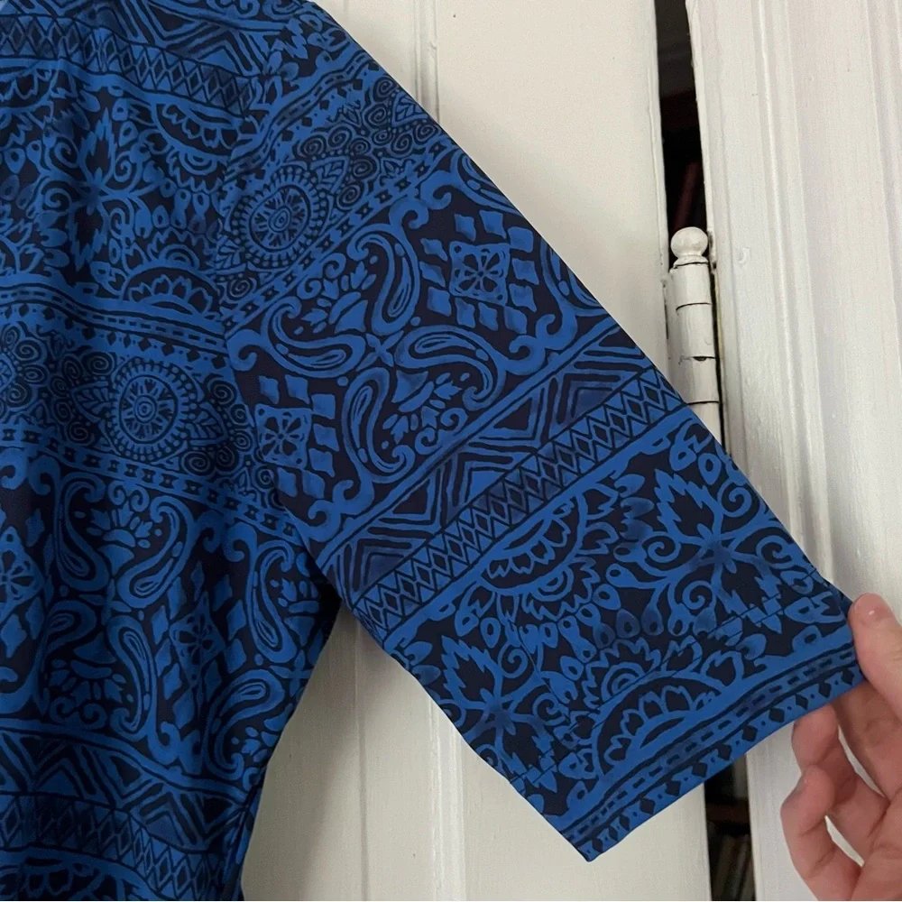 LANDS END Blue Black Patterned Coverup Size XL - Picture 8 of 8